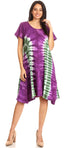 Vestido Sirena de mujer, informal, holgado, liso, de manga corta y escote redondo, estilo midi, acampanado, de Sakkas