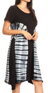 Vestido Sirena de mujer, informal, holgado, liso, de manga corta y escote redondo, estilo midi, acampanado, de Sakkas
