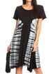 Vestido Sirena de mujer, informal, holgado, liso, de manga corta y escote redondo, estilo midi, acampanado, de Sakkas