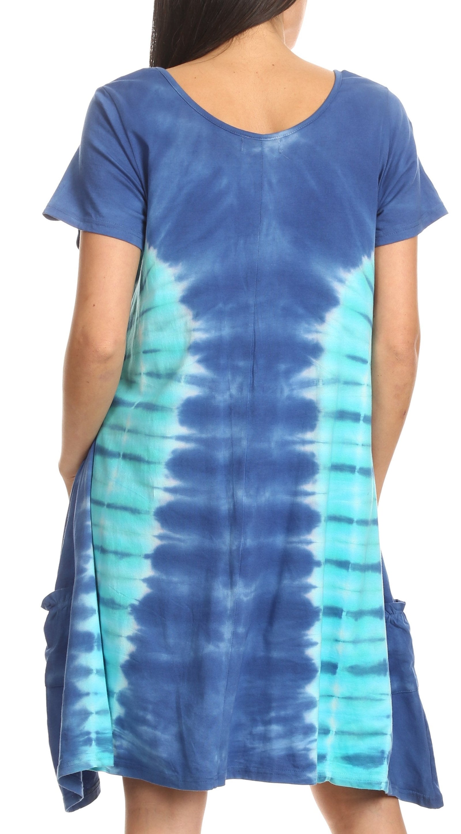 Vestido Sirena de mujer, informal, holgado, liso, de manga corta y escote redondo, estilo midi, acampanado, de Sakkas