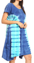Vestido Sirena de mujer, informal, holgado, liso, de manga corta y escote redondo, estilo midi, acampanado, de Sakkas