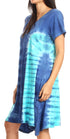 Vestido Sirena de mujer, informal, holgado, liso, de manga corta y escote redondo, estilo midi, acampanado, de Sakkas