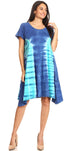 Vestido Sirena de mujer, informal, holgado, liso, de manga corta y escote redondo, estilo midi, acampanado, de Sakkas