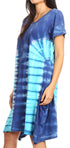 Vestido Sirena de mujer, informal, holgado, liso, de manga corta y escote redondo, estilo midi, acampanado, de Sakkas