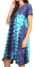 Vestido Sirena de mujer, informal, holgado, liso, de manga corta y escote redondo, estilo midi, acampanado, de Sakkas