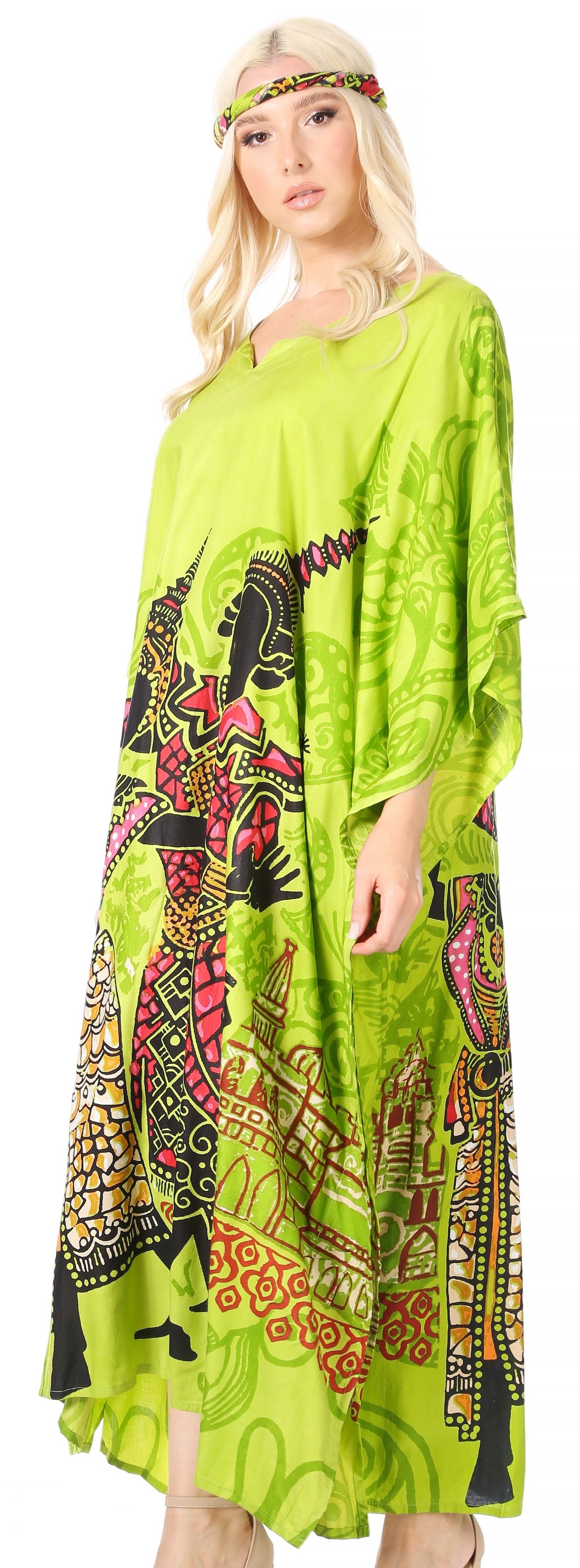 Sakkas Mera Women's Long Loose Short Sleeve Summer Casual Caftan Kaftan Dress