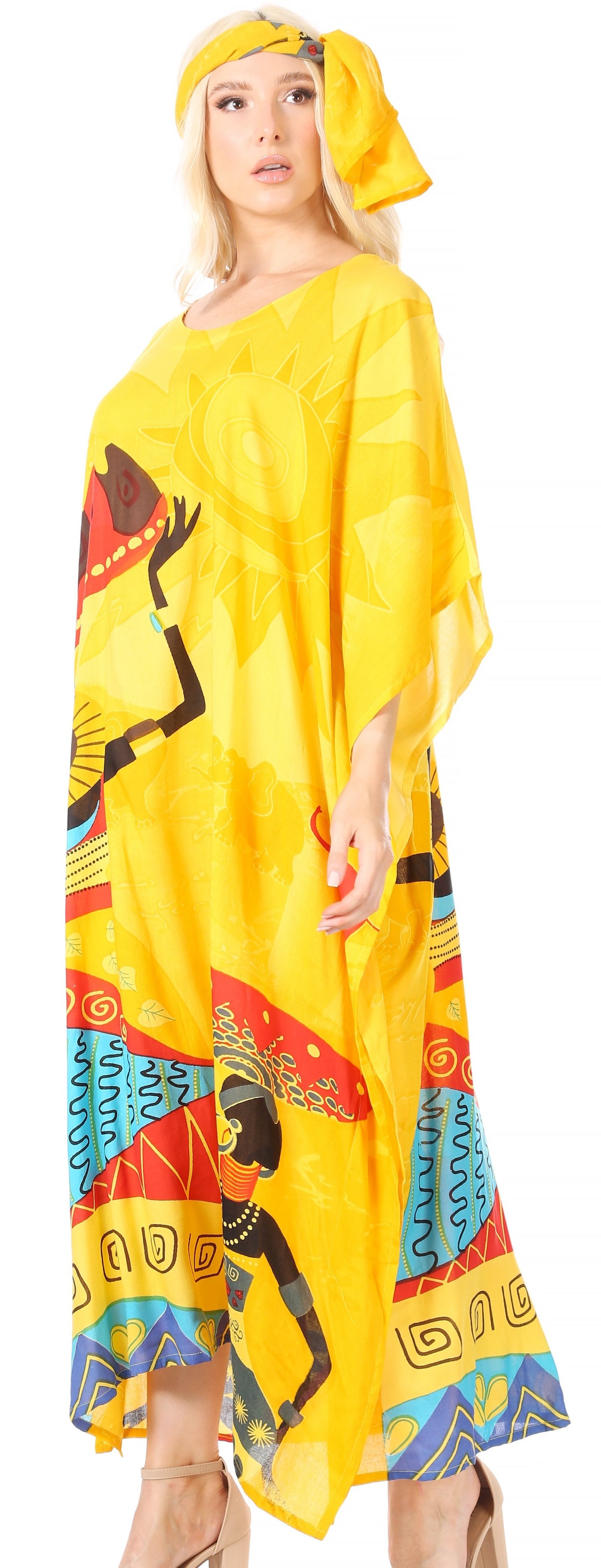 Sakkas Mera Women's Long Loose Short Sleeve Summer Casual Caftan Kaftan Dress