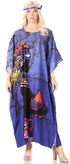 Sakkas Mera Women's Long Loose Short Sleeve Summer Casual Caftan Kaftan Dress