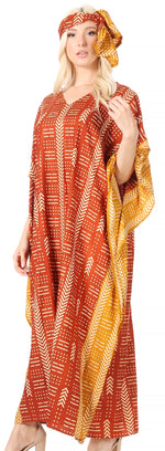 Sakkas Mera Women's Long Loose Short Sleeve Summer Casual Caftan Kaftan Dress