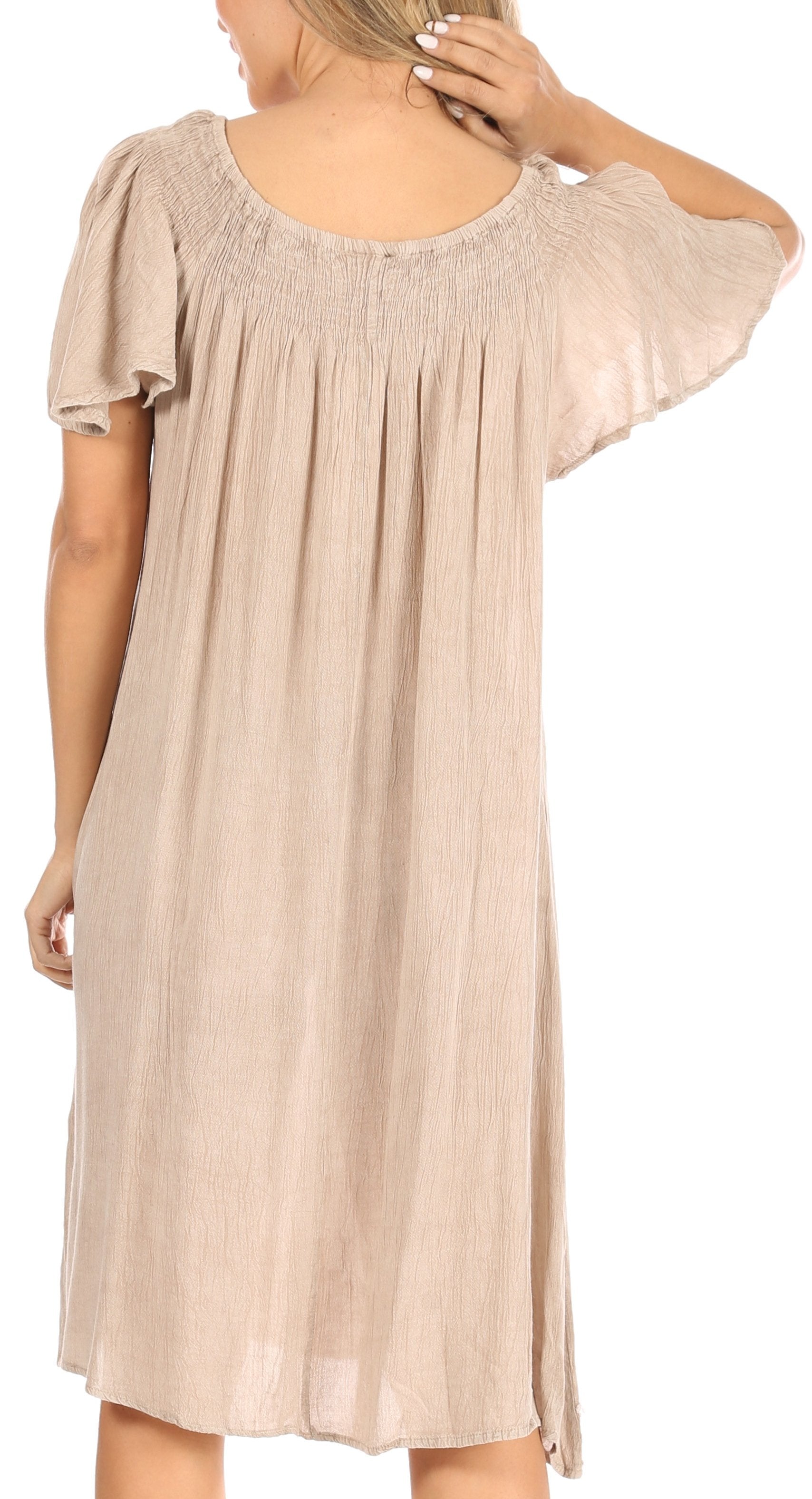 Vestido bohemio midi Sakkas Desma para mujer, informal, holgado, de verano, con hombros descubiertos