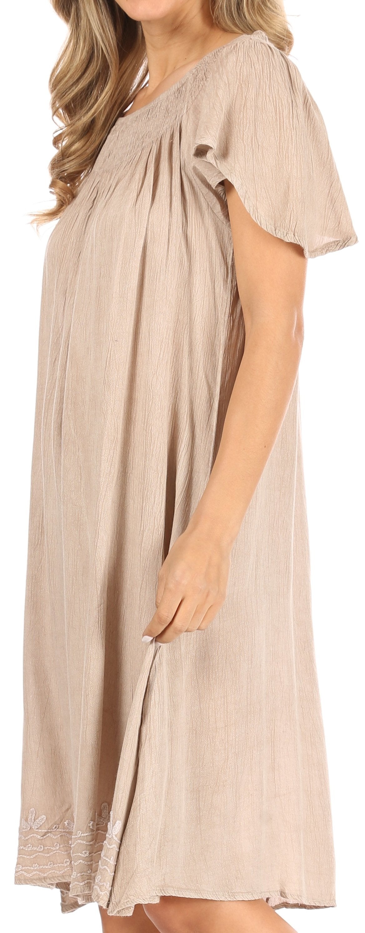 Vestido bohemio midi Sakkas Desma para mujer, informal, holgado, de verano, con hombros descubiertos