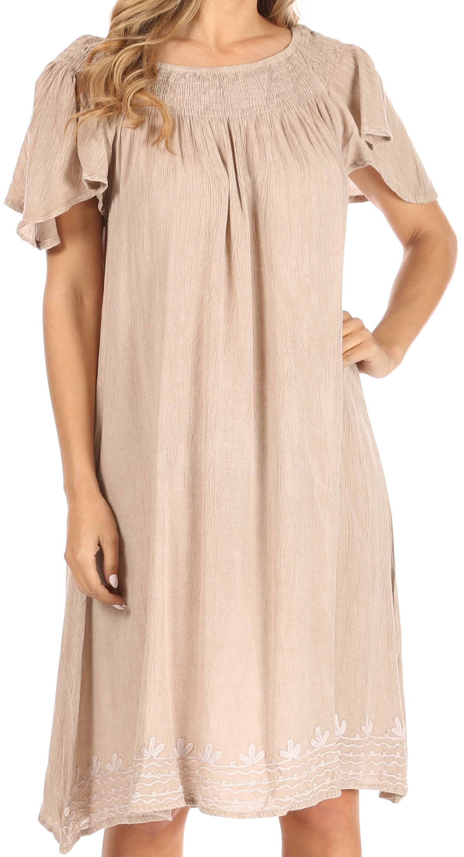 Vestido bohemio midi Sakkas Desma para mujer, informal, holgado, de verano, con hombros descubiertos