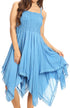 Sakkas Ella Smocked Bodice Spaghetti Strap Double Layered Dress