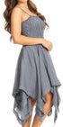 Sakkas Ella Smocked Bodice Spaghetti Strap Double Layered Dress