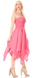 Sakkas Ella Smocked Bodice Spaghetti Strap Double Layered Dress