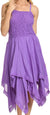 Sakkas Ella Smocked Bodice Spaghetti Strap Double Layered Dress