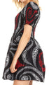 Sakkas Ife Wax African Ankara Colorful Cocktail Short Dress Off-shoulder w/pockets