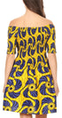 Sakkas Ife Wax African Ankara Colorful Cocktail Short Dress Off-shoulder w/pockets