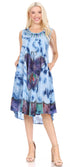 Sakkas Butterfly Tie Dye Tank Sheath Caftan Mid Length Dress