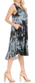 Sakkas Butterfly Tie Dye Tank Sheath Caftan Mid Length Dress