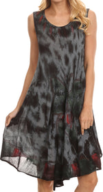 Sakkas Butterfly Tie Dye Tank Sheath Caftan Mid Length Dress