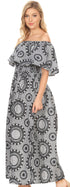 Sakkas Buhle Ruffle Off-shoulder Long Dress Wax African Ankara Dutch Print