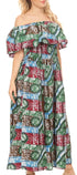 Sakkas Buhle Ruffle Off-shoulder Long Dress Wax African Ankara Dutch Print