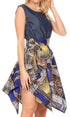 Vestido de cóctel sin mangas Sakkas Lani para mujer, con corte alto y bajo, estampado africano y bolsillos
