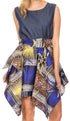 Vestido de cóctel sin mangas Sakkas Lani para mujer, con corte alto y bajo, estampado africano y bolsillos