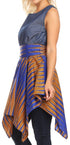 Vestido de cóctel sin mangas Sakkas Lani para mujer, con corte alto y bajo, estampado africano y bolsillos