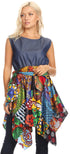 Vestido de cóctel sin mangas Sakkas Lani para mujer, con corte alto y bajo, estampado africano y bolsillos