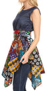 Vestido de cóctel sin mangas Sakkas Lani para mujer, con corte alto y bajo, estampado africano y bolsillos