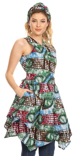 Vestido de cóctel corto sin mangas con bolsillo estilo africano Ankara para mujer de Sakkas Vale