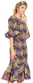 Sakkas Zarah Women's African Ankara Body-con Off shoulder Mermaid Pocket Dress