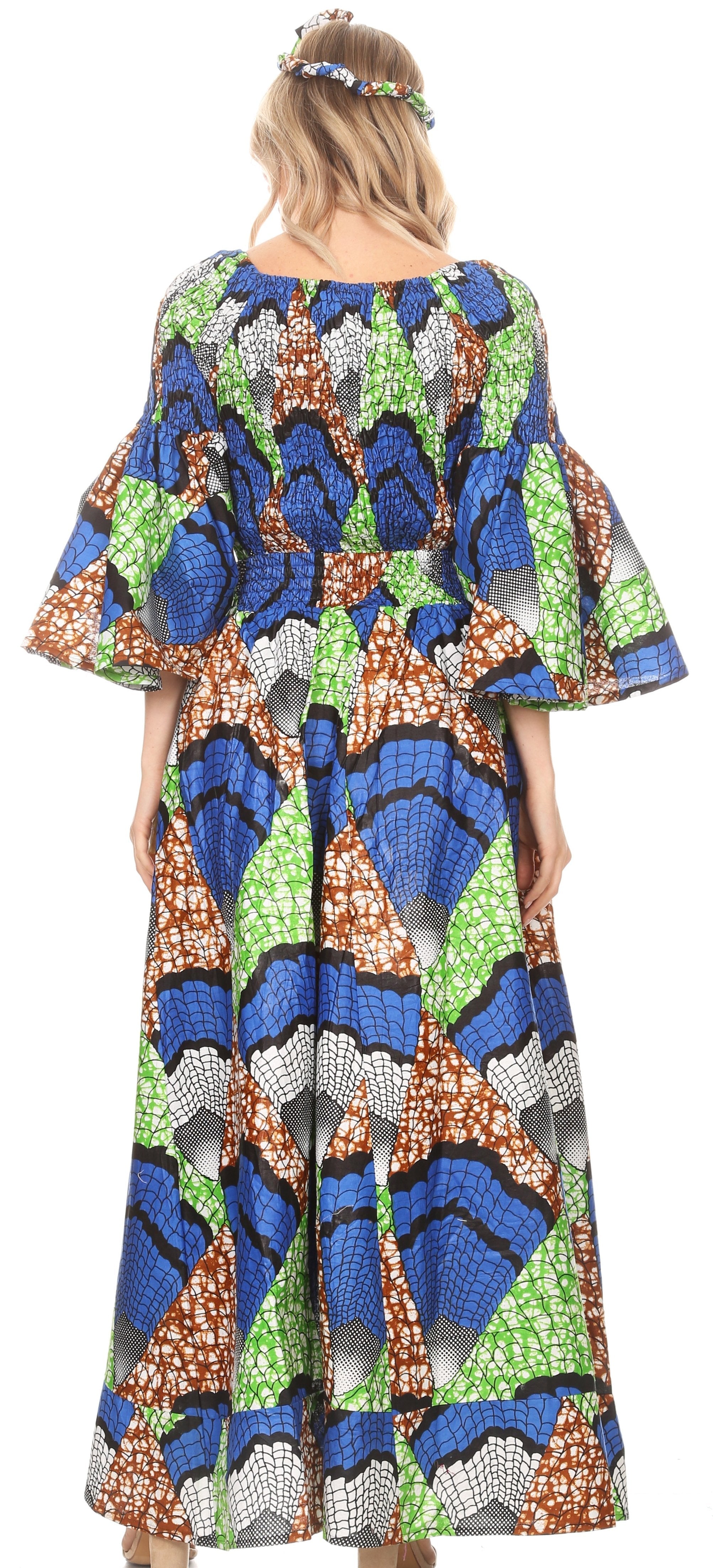Conjunto de pantalón y top con hombros descubiertos para mujer de Sakkas Tesa con estampado africano Ankara y bolsillos