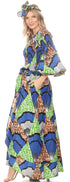 Conjunto de pantalón y top con hombros descubiertos para mujer de Sakkas Tesa con estampado africano Ankara y bolsillos
