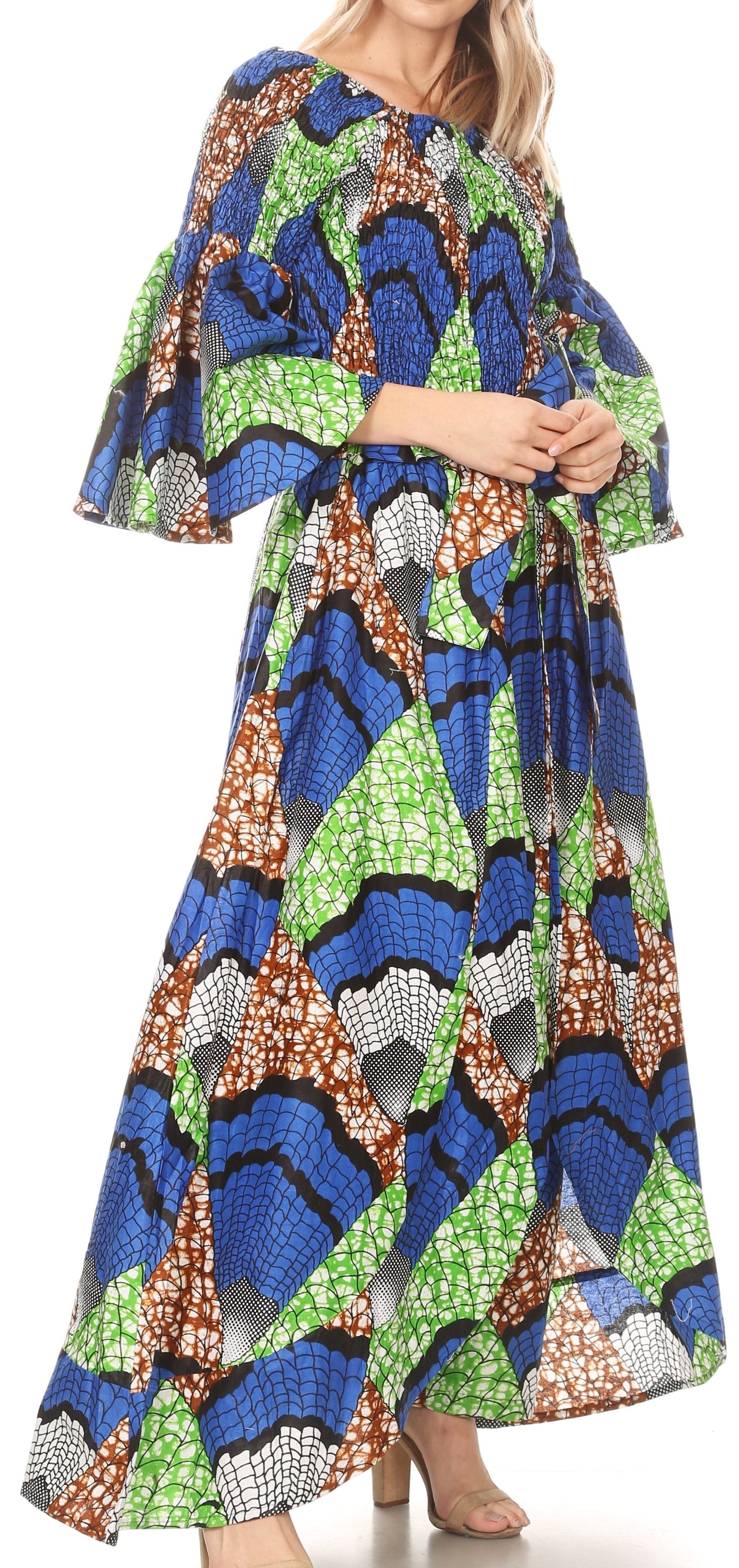 Conjunto de pantalón y top con hombros descubiertos para mujer de Sakkas Tesa con estampado africano Ankara y bolsillos