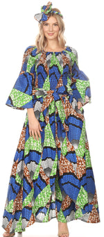 Conjunto de pantalón y top con hombros descubiertos para mujer de Sakkas Tesa con estampado africano Ankara y bolsillos