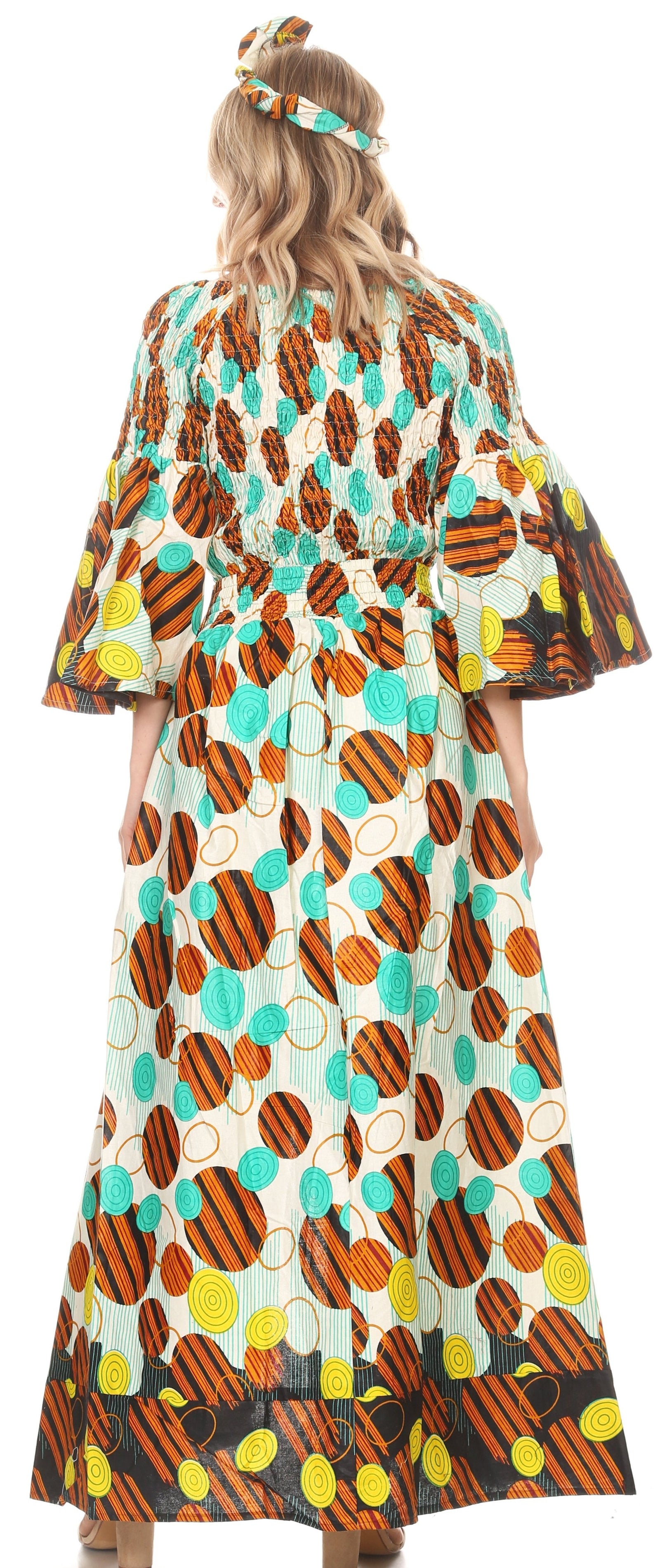 Conjunto de pantalón y top con hombros descubiertos para mujer de Sakkas Tesa con estampado africano Ankara y bolsillos