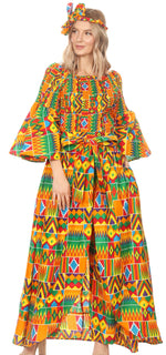 Conjunto de pantalón y top con hombros descubiertos para mujer de Sakkas Tesa con estampado africano Ankara y bolsillos