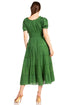 Sakkas Cotton Crepe Smocked Peasant Gypsy Boho Renaissance Mid Length Dress