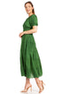 Sakkas Cotton Crepe Smocked Peasant Gypsy Boho Renaissance Mid Length Dress