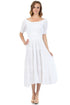 Sakkas Cotton Crepe Smocked Peasant Gypsy Boho Renaissance Mid Length Dress