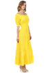 Sakkas Cotton Crepe Smocked Peasant Gypsy Boho Renaissance Mid Length Dress