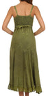 Sakkas Stonewashed Rayon Embroidered Adjustable Spaghetti Straps Long Dress