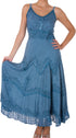 Sakkas Stonewashed Rayon Embroidered Adjustable Spaghetti Straps Long Dress