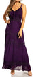 Sakkas Stonewashed Rayon Embroidered Adjustable Spaghetti Straps Long Dress
