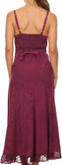 Sakkas Stonewashed Rayon Embroidered Adjustable Spaghetti Straps Long Dress