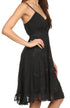 Sakkas Stonewashed Rayon Adjustable Spaghetti Straps Mid Length Dress