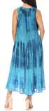 Vestido caftán maxi sin mangas Sakkas Liza para mujer, para uso informal de verano, con estilo bohemio y prácticos bolsillos.